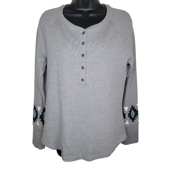 Ariat Women's Gray Henley shiry India Ink size Medium - Picture 2 of 6
